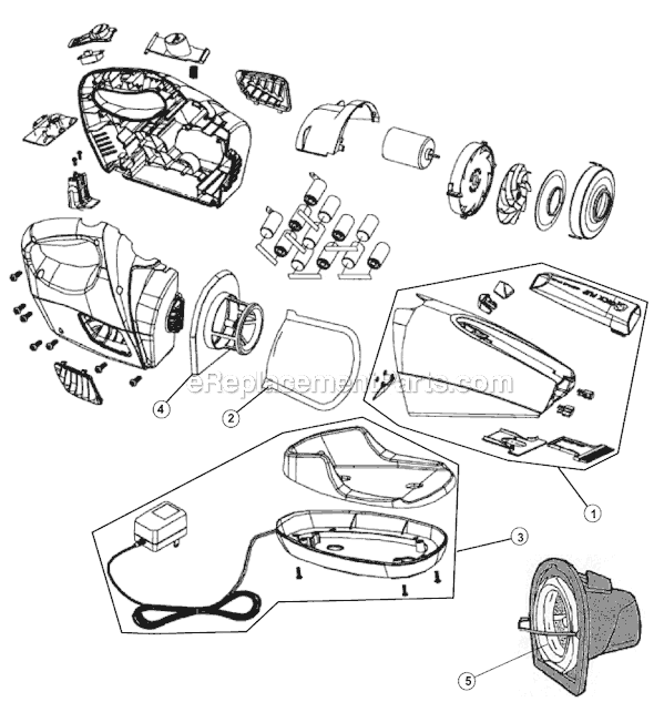 Page A Diagram and Parts List for BD10045  Dirt Devil Hand Vacuum